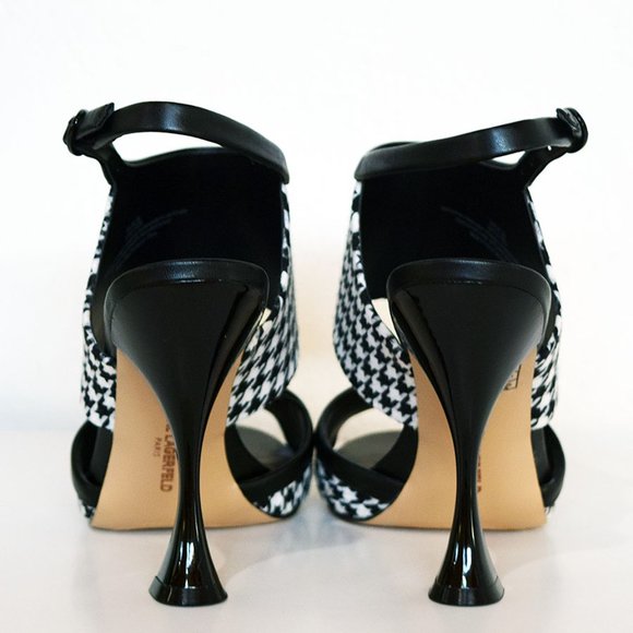 Karl Lagerfeld Paris Camryn Leather Sandal in Black/White Fabric - Picture 8 of 10